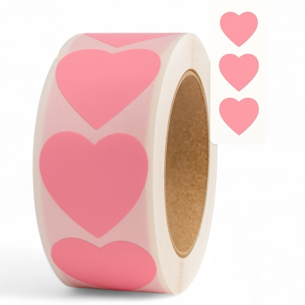 Pink Heart Shaped Stickers, Self-Adhesive Pattern Stickers For Decor STICKER